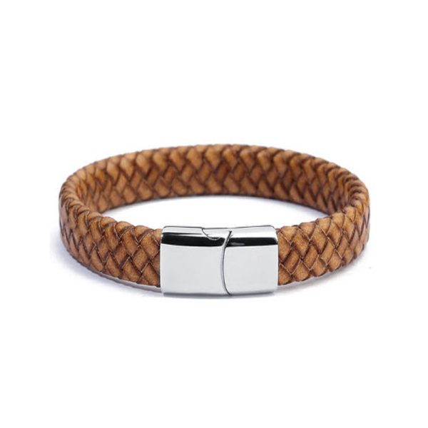 צמיד עור קלוע עם מגנט לגבר