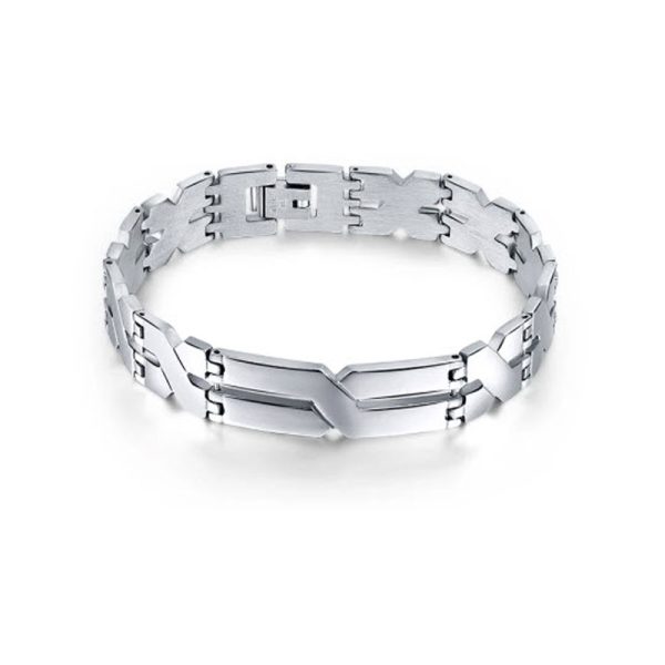 צמיד צבע כסף בצורת X לגבר