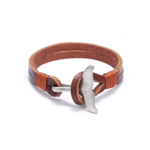 צמיד עור עם זנב לוויתן לגבר