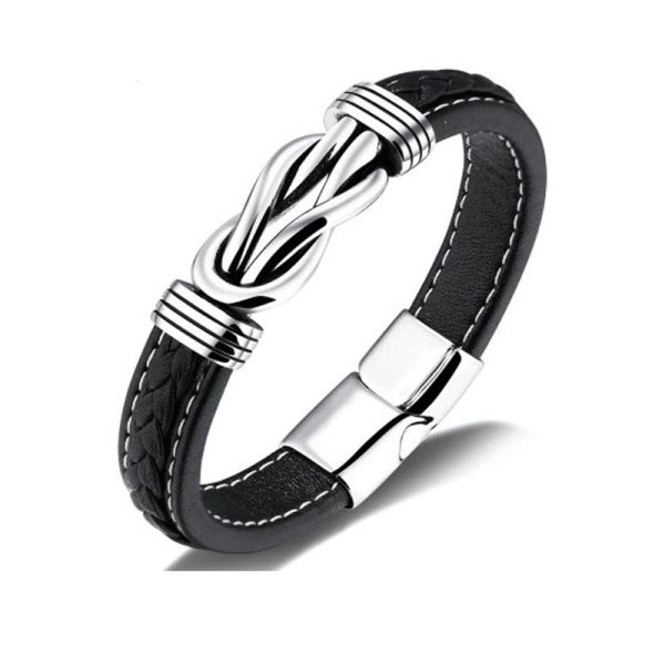 צמיד עור לגבר אבזם תפר לגבר