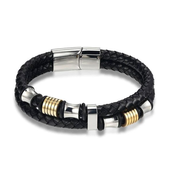 צמיד עור משולב כפול לגבר