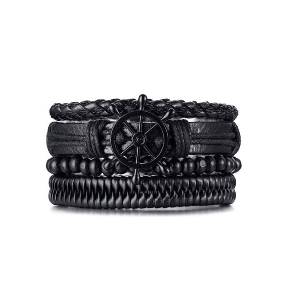 צמיד קלוע משולב 4 יחידות לגבר