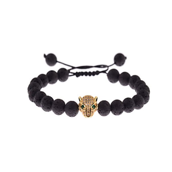 צמיד פחם שחור וולקני וגולגולת לגברים ונשים