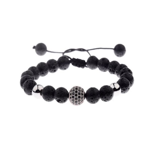 צמיד חרוזי פחם וולקני לגברים ונשים