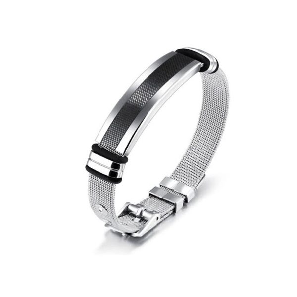 צמיד רשת ואבזם שחור וזהב לגבר