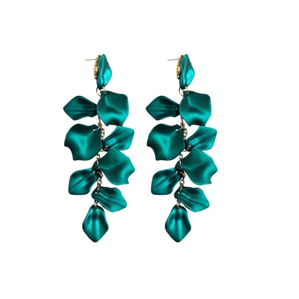 עגילי תלייה ארוכים עם פרחים אקריליים מרובעים בצבעים מרובים לנשים