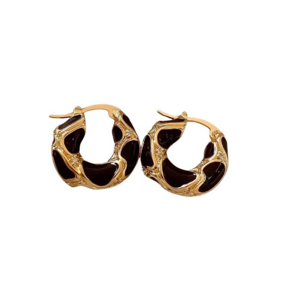 עגילי חישוק קטנים בצבע אמייל וינטאג' לנשים מצופים זהב