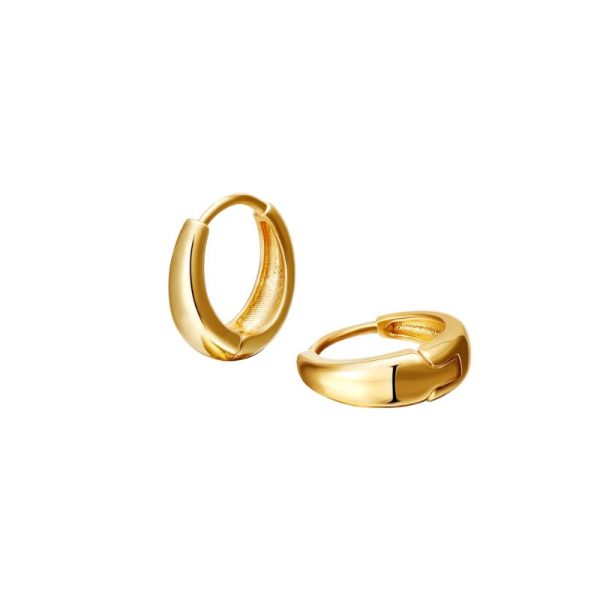 עגילי חישוק מינימליסטיים מפלדת אל-חלד לנשים בצבע זהב