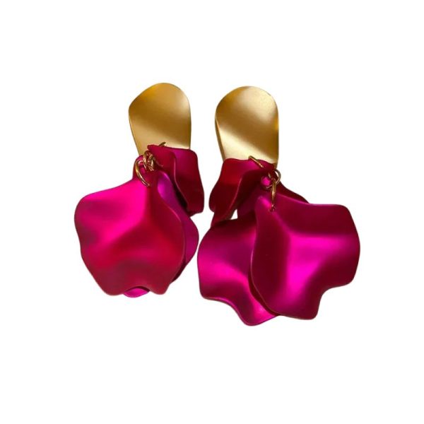 עגילי פרחים מרהיבים במגוון צבעים לאישה, עגילי תלייה דקים עם תליון פרחים