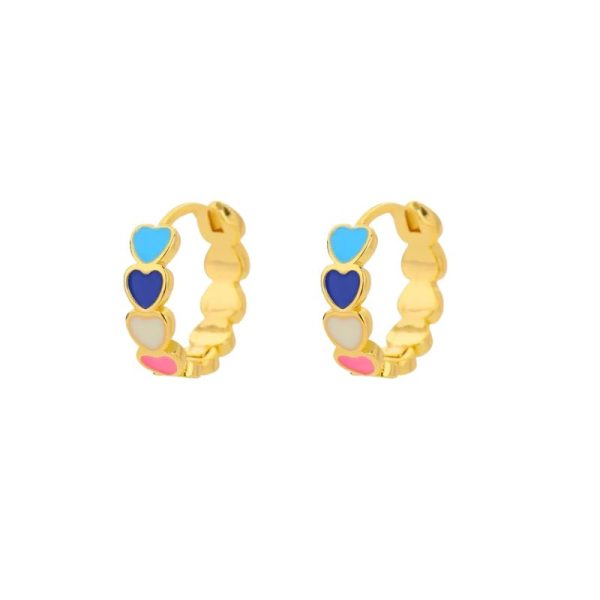 עגילי לב זירקון ריקים לנשים מפלדת אל-חלד בצבע זהב