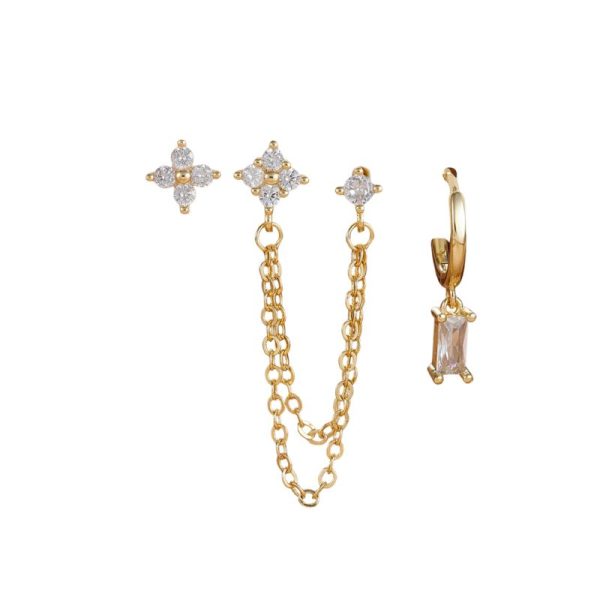 עגילי אבן לידה מפלדת אל-חלד עם 12 קבוצות כוכבים לאישה